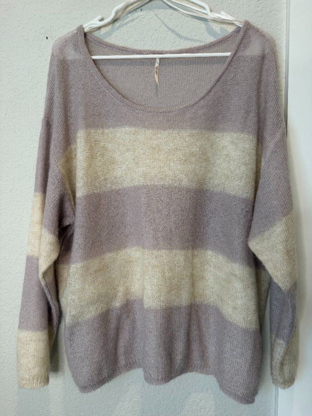 Free People Purple White Stripe Sweater Size Medium